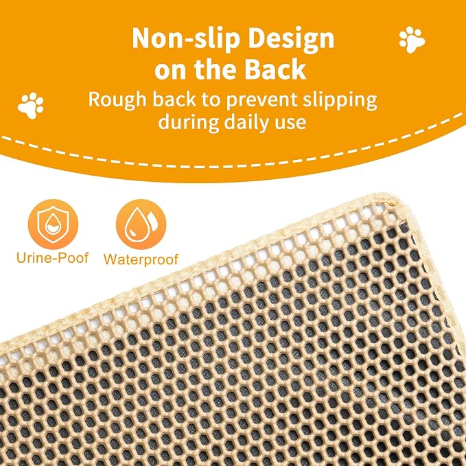 Extra Large Cat Litter Mats, XL 47"x28" Litter Trapping Mat for Cat,Litter Box Matt for indoor, 2 Layer Catcher Rug,Waterproof Urine Proof,Clean Easily,Non-Slip