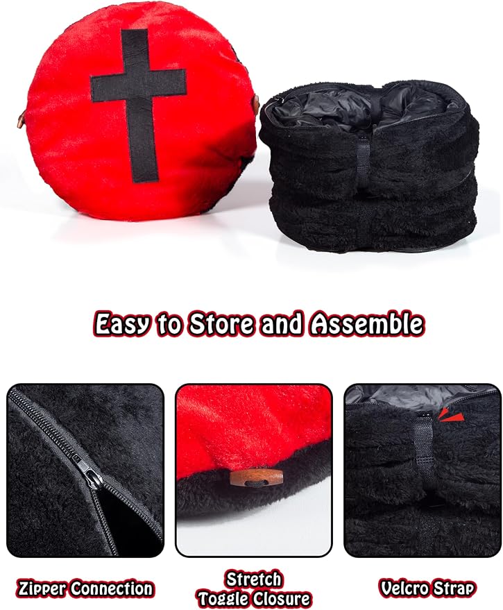 Gothic Coffin Tunnel Cat Bed, Washable, Fits Cat up to 25 lbs | Two-way tunnel design. Size: 10"x33.5". Black & Red. Includes soft washable cushion. Also for small rabbits indoor.
