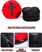 Gothic Coffin Tunnel Cat Bed, Washable, Fits Cat up to 25 lbs | Two-way tunnel design. Size: 10"x33.5". Black & Red. Includes soft washable cushion. Also for small rabbits indoor.