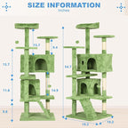 FDW | 54" Cat Tree Tower | Green | Multi-Level Indoor Activity Center with Sisal Scratching Posts, Condos, Plush Perches, Hanging Cat Toys | Sturdy, Easy to Assemble | for Kittens & Adult Cats