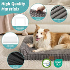 COZY KISS Ultra Soft Faux Rabbit Fur Dog Bed for Large Dogs – 44"x32" Orthopedic Foam Couch, Removable Washable Cover & Waterproof Lining, Grey