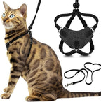 Houdini™ Escape Proof Cat Harness and Leash (Black, M/L) | Adjustable walking vest with 6ft lead, premium padded finish, snug secure fit, lightweight for travel and outdoor adventures