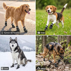 Dog Shoes for Hot Pavement, Breathable Mesh Dog Boots 4 Pack for Medium Large Dogs, Anti-Slip Paw Protectors with Reflective Straps, Easy-On Dog Booties for Summer Walking Hiking (Black, Size 8)