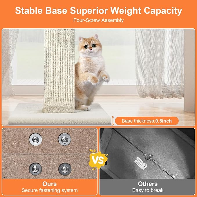 SOCATER Cat Scratching Post 33 Inch Nature Sisal Cat Scratch Post for Indoor Cats, Large Cat Scratcher Protect Your Furniture, for All Breeds