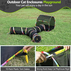 Outdoor Cat Enclosure, 3-in-1 Portable Pop Up Cat Mesh Tent with Tunnel for Cat Run, Easy Set Up and Foldable Catio Playground for Indoor Cats, Rabbits & Small Animals, Includes Storage Bag