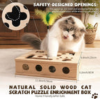 Cat Nail File Enrichment Box Scratch Puzzle Toy with Slot Lock Screws | 11.8in Solid Wood Cat Scratcher with 180-Grit Sandpaper Slot Lock 8 Screws Bell Balls Feather Teaser Indoor Claw Care Toy