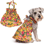 Parisian Pet Hawaiian Dog Dress - 100% Cotton Summer Clothes for Large Dogs Girl - Pet Dress with Pull-Up Straps - Floral Beach Dog Outfit - Lightweight Puppy Clothes - Stylish Dresses for Dogs