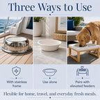 Kinn Kleanbowl Pet Bowl Stainless Steel Frame, 24 oz (Pack of 2) | Compostable Refills, Spill-Proof Stable, Disposable, Easy Cleaning, No Plastic