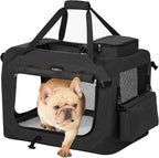 Feandrea Collapsible Soft Dog Crate, Portable Travel, 24 Inches | Dog Carrier Kennel with Safety Zippers for Living Room, Car, Travelling, Black UPDC60H