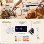 Dog Vacuum & Dryer for Dogs, 9 in 1 Dog Grooming Kit with Metal Blade Pet Clippers, Adjustable Speed and 3 Heat Settings Blower