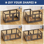 Clear-air Dog Playpen, Expandable Acrylic Dog Playpen for Small Dogs, Transparent Clear Dog Play Pen Indoors Puppy Enclosure, 24", 10 Panels, Black