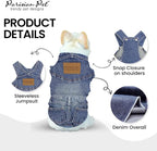 Parisian Pet Dog Overalls - Blue Denim Dog Clothes - Breathable Sling Puppy Jumpsuit - Durable and Trendy Overalls for Dogs - Comfortable Jeans Dog Clothes for Medium Dogs - Classy Pet Apparel