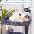 Hey-brother Cat Tree Tower with Large Bed, Hammocks, Scratcher, MPJ006SG | 35.4 Inches Cat House with Cozy Condo, Sisal Scratching Posts for Indoor Cats, Smoky Gray