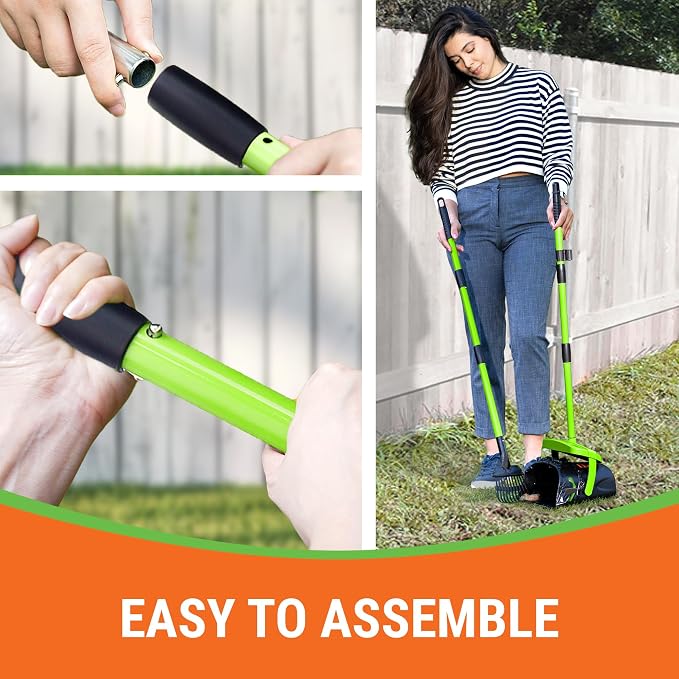 Pupzle Dog Pooper Scooper with Bag Attachment, 40" Long Handle Dog Scooper | Dog Poop Scoop for Yard, Large Capacity Swivel Bin and Rake Pooper Scooper, Lavender Scented Bags for Large Dogs (Green)