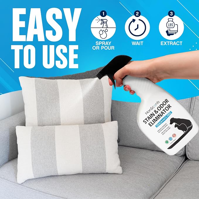 NonScents Stain & Odor Eliminator - For Dog and Cat Urine - 1 Gallon | Fragrance-free, Dog pee carpet cleaner, Pet odor remover, Cat Urine Destroyer - Carpet cleaner