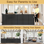 Reinforced Bottom 100 Inch Retractable Baby Gates Extra Wide Baby Gate for Large Openings, 8 ft Super Long Child Gates for Large Openings, Mesh Retractable Dog Gate for Doorways Extra Wide, Black
