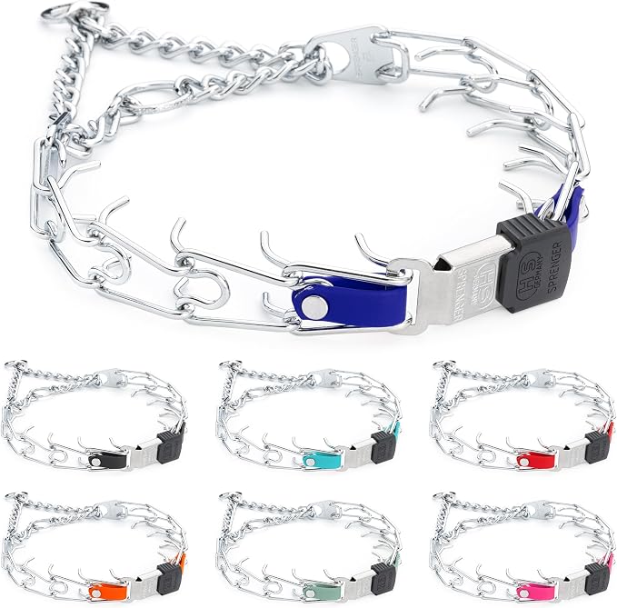 Herm Sprenger Chrome Plated Steel Dog Collar with Quick Release ClicLock Buckle and Biothane Insert Training Collar for Dogs Made in Germany (Blueberry Royal, 22in x 3.0mm(Neck Size up to 18-19in))