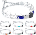 Herm Sprenger Chrome Plated Steel Dog Collar with Quick Release ClicLock Buckle and Biothane Insert Training Collar for Dogs Made in Germany (Blueberry Royal, 22in x 3.0mm(Neck Size up to 18-19in))