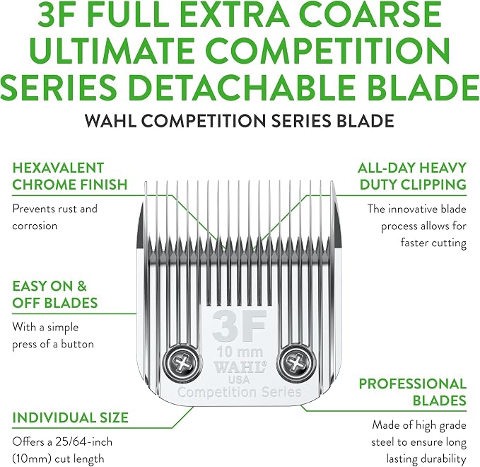 Wahl Professional Animal Competition Blade, 2376-100, 3F | Extra Coarse, Detachable Blade with 25/64 in Cut Length
