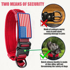 Celifelight Tactical Dog Collar and Bungee Leash, Military & Leash Set with USA American Flag Adjustable K9 Heavy Duty Metal Buckle Handle, Patches Airtags Case (L, Red(1PCS))
