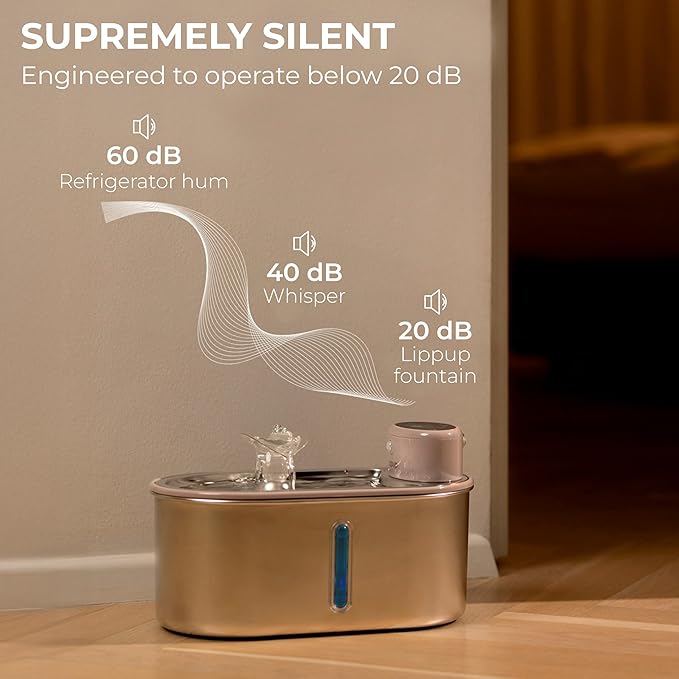 Wireless Cat Water Fountain Stainless Steel 108oz/3.2L, Cordless, Battery Operated Cat Fountain (Last up to 50 Days), Ultra Quiet, 2 Flow Modes, Multi-Filtration, BPA Free - Black +6 Filters