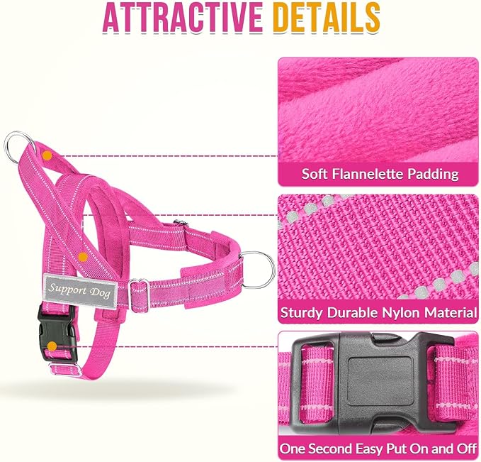 SlowTon No Pull Dog Harness - Heavy Duty Dog Harness and Leash Set for Medium Large Dogs, Reflective Tactical Harness with Soft Padded and Front Clip for Easy Walk and Training (FU, XL)