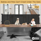 Reinforced 120 Inch Retractable Baby Gates Extra Wide Baby Gate to Prevent Crawling Through, Indoor/Outdoor Retractable Dog Gate, 10ft Scratch-resistant Mesh Child Gates for Doorways Extra Wide, Black