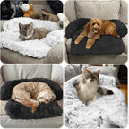 Calming Dog Bed Fluffy Plush Dog Mat for Furniture Protector with Removable Washable Cover for Large Medium Small Dogs and Cats (XS (31"x23.5"x5"), Light Grey)