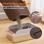 Cat Litter Mat, Double Layer Honeycomb Litter Box Mat | 24x18”, Efficient Litter Trapping, Easy to Clean, Waterproof, Non-Slip, Soft on Paws, Scratch Resistant, Brown, Large