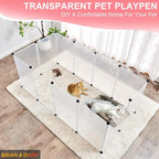 BRIAN & DANY Dog Playpen Portable for Small Animals, Dog Play Pen Indoor, Transparent Pet Playpen for Puppies, Cats, 70.8" L x 35.4" W x 29.5" H