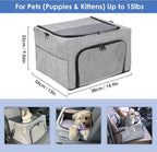 SlowTon Dog Booster Car Seat, Reinforce Metal Frame Safe Pet Car Seat with Seatbelt & Waterproof Pee Pad & Top Cover | Portable Collapsible Puppy Carrier Bag | for Small Medium Dogs Cats up to 15lbs