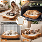 Dog Bed for Small Dogs, Toast Shaped Dog Bed Mat with Orthopedic Foam, Machine Washable Non-Slip Pet Bed, Plush Soft Puppy Mat for Indoor Use