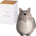 SPOTTED DOG GIFT COMPANY Ceramic Cookie Jar with Lid, Large Cat Treat Container for Cookies & Biscuits, Cute Novelty Kitchen Storage for Countertop, Gifts for Cat Lovers - 43oz Gray