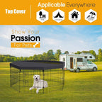 Peekaboo Dog Playpen Top Cover for 24-Inch 8-Panel Octagonal Pen, Black | 600D Oxford and breathable mesh top cover adds shade and an overhead barrier for indoor or outdoor pet play areas.