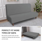 Easy-Going 100% Waterproof Futon Cover, Stretch Futon Slipcover Medium | Dual Waterproof Armless Futon Couch Cover, Leakproof Sofa Bed Furniture Protector for Kids Pets Dog Cat, Grey
