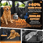 Hard Bottom Dog Car Seat Cover, Back Seat Extender for Dogs Holds 500lbs | Honeycomb board, Waterproof, Non-slip dog hammock for car SUV, Fits most cars, Dog seat belt, Mesh window & 2 storage pockets