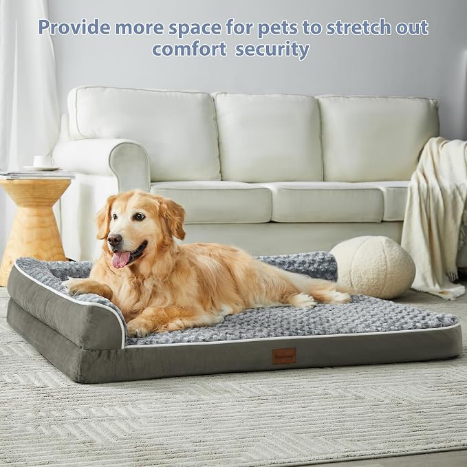 BFPETHOME Washable Orthopedic Dog Bed for Medium Dogs, Waterproof Sofa Bed | 30x20 Inch Deluxe Plush Rose Velvet Washable Cover, Egg Crate Foam Support, Waterproof Lining, Non-Slip Bottom, Senior Dogs