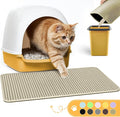 Powools Cat Litter Mat, 30 x 24 in, Waterproof, Non-Slip, Beige | Litter Trapping Mat, Easy to Clean, Litter Box Mat, Urine-Proof, Cat Toilet Training Systems Accessories, Indoor Cats