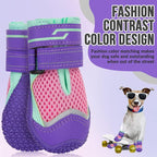 SlowTon Dog Shoes for Large Small Medium Dogs - Breathable Dog Boots for Summer Hot Pavement, Paw Protector for Outdoor Walking Winter Snow, Anti-Slip Rubber Dog Booties for Hardwood Floor (Pink, 3)