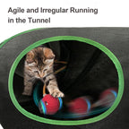 Interactive Cat Toy, Motion-Activated Ball in Enrichment Tunnel | USB-C Rechargeable Rolling Ball with Touch Reactivation, Fast/Slow Modes, And Prey-Like Movement for Indoor Cats and Kittens.