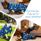 Dog Pajamas for Small to Medium Dogs, Soft Stretchy Lightweight Dog Onesie, Blue Jellyfish Print, Breathable Full Body Dog PJs for Recovery, Sleeping & Calming (Large, 20–30 lbs)