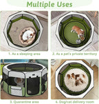 PETSFIT Portable Dog Playpen 36", Removable Waterproof Mat, Zippered Roof | 3-Second Setup, Collapsible Storage, RV Camping Travel, Indoor Outdoor Use, Medium Dogs and Cats, 36"L x 36"W x 21"H