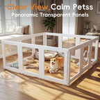 JEKO&JEKO Clear Acrylic Dog Playpen Indoor, Transparent Pet Play Pen for Puppies, Small Dogs, Cats & Rabbits, Easy Assemble Plastic Dog Fence, Easy to Clean (White, 10 Panels)