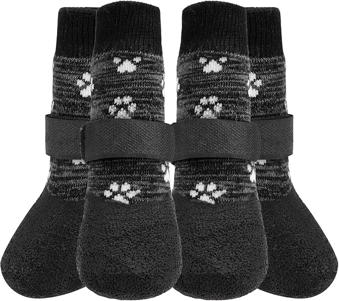 KOOLTAIL Anti Slip Dog Socks for Hot/Cold Pavement to Prevent Licking Paws,Booties for Hardwood Floors,Traction Rain Dog Boots&Paw Protectors Shoes with Grip for Outside Small Medium Large Senior Dogs