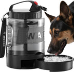 Portable Dog Water Bottle with Bowl, Large 77 oz/2.2 L, Black | Food-grade, BPA-free material, silicone seal, easy-clean wide mouth, grip handle, for large dogs, hiking, camping, beach days