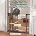 InnoTruth 27-36.6 in Wide Baby Gate for Stairs and Doorways, Brown | Indoor Metal Dog Gate for Pets, Auto Close 2 Way Swing Walk Through Door, Double Lock & Y-Bolts, Pressure or Hardware Mount