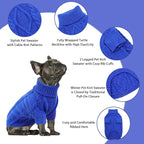 Queenmore Small Dog Pullover Sweater, Cold Weather Cable Knitwear, Classic Turtleneck Thick Warm Clothes for Chihuahua, Bulldog, Dachshund, Pug (Royal Blue, X-Large)