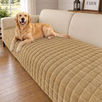 Smiry Velvet Couch Cover for Dogs, Non Slip Soft Sofa Protector for Pets | Washable Sofa Cover for Cats, Cozy Furniture Protector Against Pet Hair, Scratches, Fits Sectional Sofa(Camel, 36"x82.7")