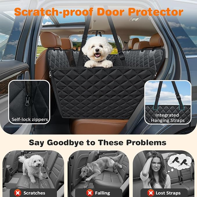 URPOWER XL Dog Seat Cover for Full-Size Truck Back Seat, Waterproof Hammock | Mesh Window, Side Flaps, 600D Oxford, Scratch Resistant, Non-Slip, Easy Install, Machine Washable, Pee Pad Included