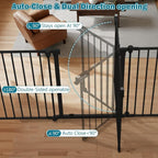 Mumeasy 80" Extra Wide Baby Gate for Doorways & Stairs, Dog Gate Indoor | Hardware Mounted Pet Gate, Auto Close Walk Thru Door, Large Child Safety Fence for Outdoor, Deck, Yard, 3 Metal Panels, Black
